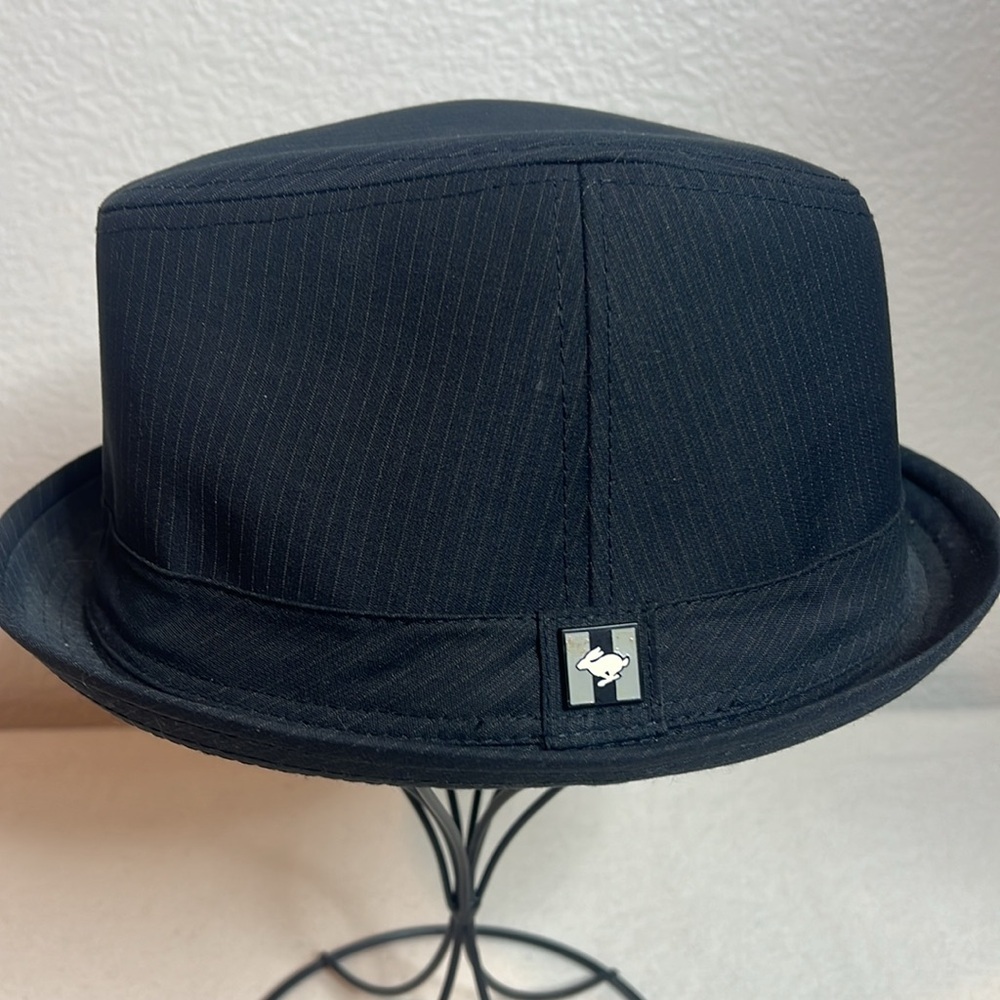 Peter Grimm Black Pinstripe Fedora Hat | L/XL | Classic Dress Hat